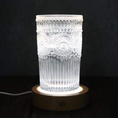 China New Design LED 7 Color Modern Wooden Base Luminous Wooden Base For Wine Glasses for sale