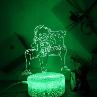 China EUROPEAN 3D Lamp Anime Luffy Figure Table Lamp USB Remote Color Changing Luminaria Child Sleep LED Night Light For Boy Birthday Gift for sale