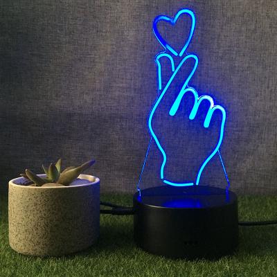 China Hot 3D Lamparas Hand and Heart Baby Night Light Illusion Acrylic Night Lamp for Room Decor Sale Wedding Decoration for Sale for sale