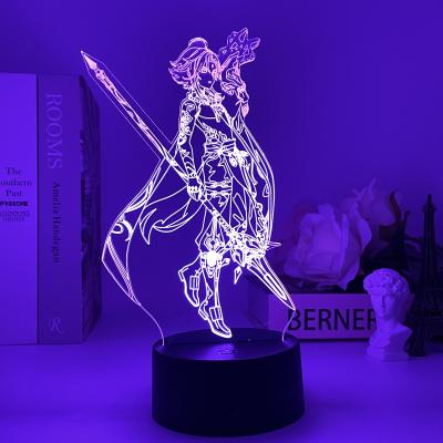 China Warm EUROPEAN Genshin Impact Night Light 3D Illusion Lamp Game Light For Bedroom Decor LED Atmosphere Light Bedside Night Lamps Kids Gift for sale