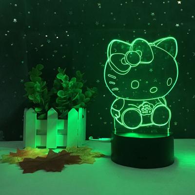 China Cute Kids 3D HELLO KITTY Led Night Light Modern Cardboard Design Cat Shape Led Lamp For Bedroom Decoration for sale