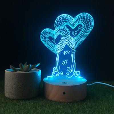 China Eco-friendly 3D Table Lamp Base USB 7 Colors Night Light OEM Artwork Is LED Welcomed for sale