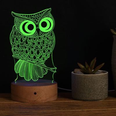 China OEM ODM Eco - Friendly Customized New Style Illusion Lamp With Low Touch Multiple Smart Wooden 3D Party LED Night Lights for sale