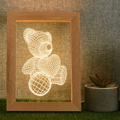 China Festival Gift Solid Wood Wholesale Price Customized Design Wooden Frame With Custom LED Photo Portraits Table Lamp For Sale for sale