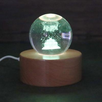 China Gift 3d Crystal Led Light Base For Room Decoration DIY Craft Crystals 3D Laser Engraved Crystal Ball With Different Color for sale