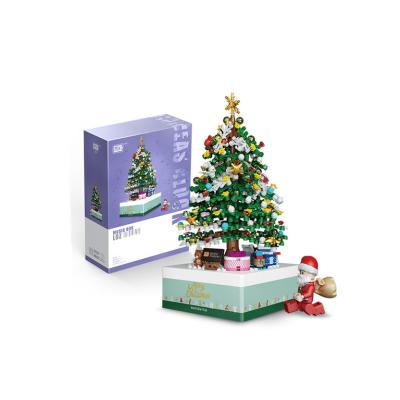 China Toy Creative building particles cultural small and creative toy gift Christmas tree music box building blocks for sale