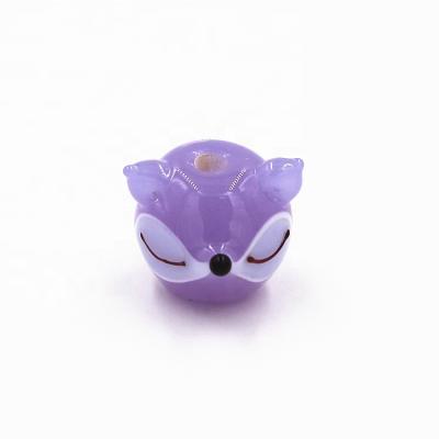 China New Purple Murano Fox Pet Glass Decoration Custom Handmade Cute Beads for sale