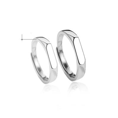 China Romantic Infinity Ring 925 Sterling Silver Adjustable Opening Couple Rings Simple Style Couples Ring for sale