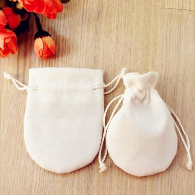 China White Gift Velvet Jewelry Pouches With Logo Printing Packaging Drawstring Bags For Jewelry Gift for sale