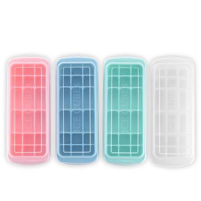 China Food Grade Silicone Ice Cube Trays Easy Release Flexible Rectangular Ice Cube Mold With Lid FOR DIY for sale