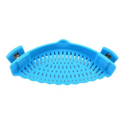 China Viable Wholesale Heat Resistant Kitchen Food Pasta Strainer Pot Collapsible Silicone Clip Removable Instant Draining Strainer for sale