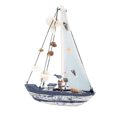 China Nautical Sailboat Home Model Fabric Decor Art Deco Sailing Boat Model Flag Table Ornament Wooden Crafts for sale