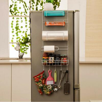 China Sustainable 5 Tier Iron White Metal Kitchen Wall Mounted Mount Freezer Door Spice Rack Cabinet Organizer for sale