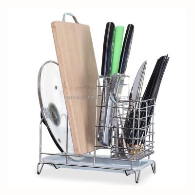 China Durable Stainless Steel Kitchen Utensil Organizer Fork Spoon Knife Storage Rack Holder for sale