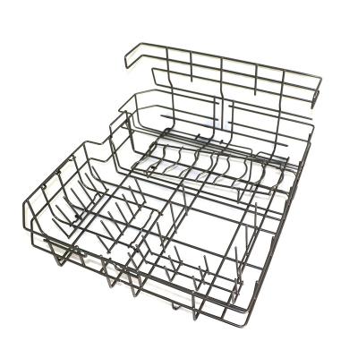 China Custom Household Kitchen Metal Wire Stainless Steel Cutlery Storage Cutlery Basket Dishwasher for sale