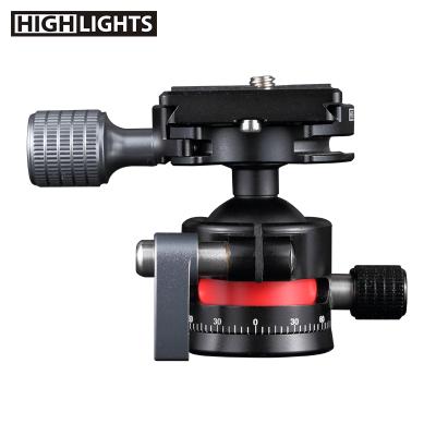 China Hot Selling Low Center of Gravity 3/8 Inch Threaded Hole Tripod Head Rotating Panoramic Ball Head for sale