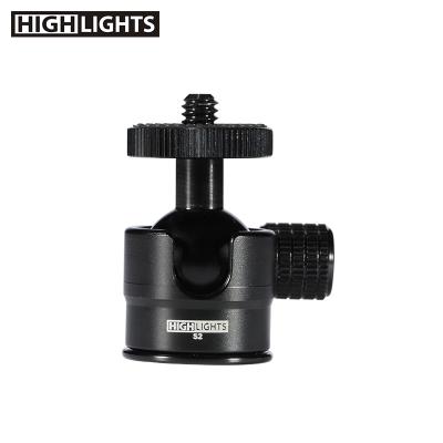 China Factory Price Aluminum Mini Aluminum Threaded 1/4 Inch Hole Base Interface Ball Camera Tripod Head Head for sale