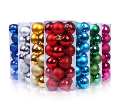 China Christmas Decoration 3/4/6/8cm Christmas Balls 24pcs For Tree Decoration Color Balls Ornament for sale