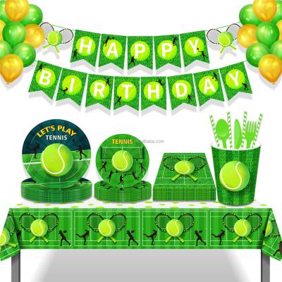 China MM151 promotion tennis ball sports party decoration theme party supplies dinner tableware disposable paper set for sale