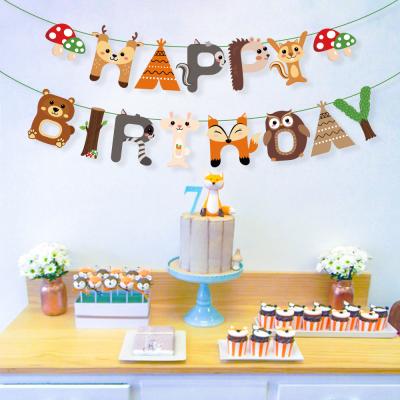 China BA154 Promotion Woodland Theme Party Paper Banner HAPPY BIRTHDAY Party Banner For Kids for sale