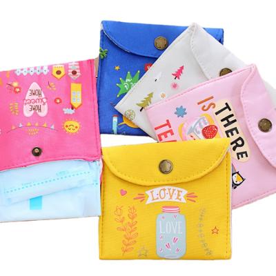 China Custom Creative Eco-friendly Cartoon Girls Sanitary Napkin Storage Bag Phone Card Wallet Women Coin Purse for sale