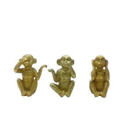 China Europe Set Of 3 Cute Animal See No Speak No Hear Polyresin Resin Crafts Monkey Figurine Office Home Office Table Decor for sale