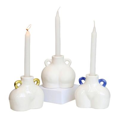 China 100% 2023 Hot Selling Handmade Porcelain Candle Holders Candle Holders Ceramic Lanterns and Candle Jars for sale