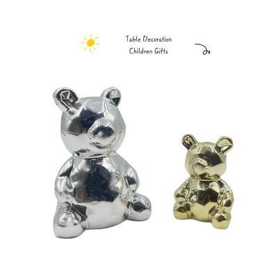 China 100% Factory Direct Selling Ceramic Cute Naughty Bears Teddy Bear With Electroplated Process Handmade Ceramic Home Decoration For Birthday Gifts for sale