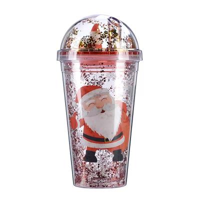 China New PORTABLE Cartoon Christmas Gift Plastic Creative Double Cups for sale