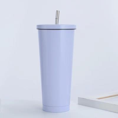 China Portable PORTABLE Colorful Juice Coffee Cup Drinking Tumblers Mugs Stainless Steel Straw Cup for sale