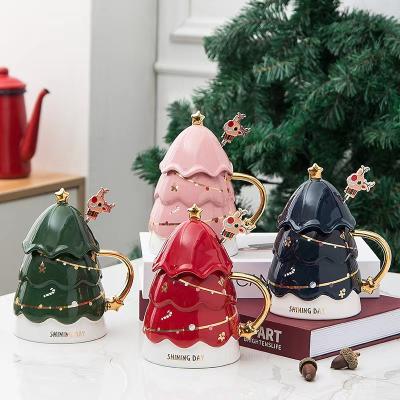 China Sustainable Sublimation Customize Creative 3D Christmas Tree Shape Mug For Coffee for sale