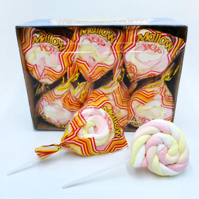 China Natural Twist Marshmallow Stick Cotton Lollipop Candy Confectionery for sale