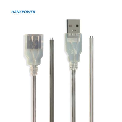 China MP3/MP4 Player Customize Transparent USB A Male-Female A.W.G. Extension Cable 26 2 Power USB Charger Cable For LED Lamp for sale