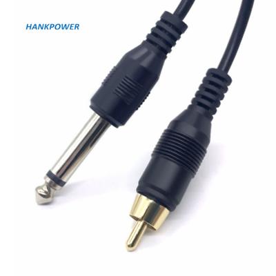 China Car Customize 1/4 Professional Hot Black 6.35 Mm Mono Male Plug To RCA Male Jack Audio Video Cable for sale