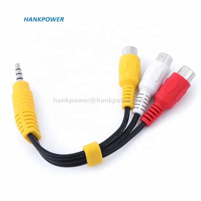 China DVD Player 3.5 Male To RCA Video Cable AV 3.5mm Jack To 3 RCA Female Audio Adapter Cable for sale