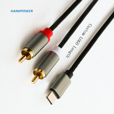 China Car for Mobile Phone Speaker Home Theater HDTV USB Type C 3.5mm 8pin to 2 RCA Jack Cable for sale