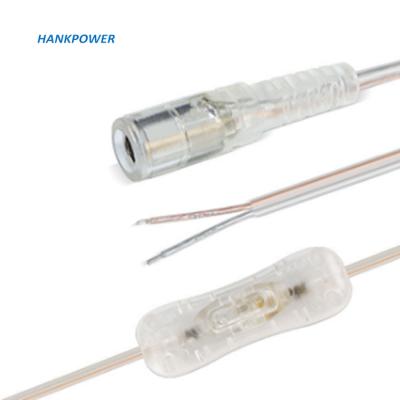 China Power Cable Customize 1M 2M 3M Transparent DC5.5*2.1mm With Switch Power Cable DC5521 Female Plug To Open Cable for sale