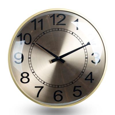 China Creative antique style dial aluminum design arched gold frame glass electroplating wall clock for living room for sale