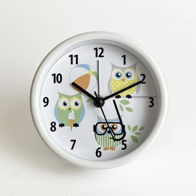 China Art Decor Table Alarm Clock Color Metal Frame Cartoon Desk Clocks For Kids Room for sale