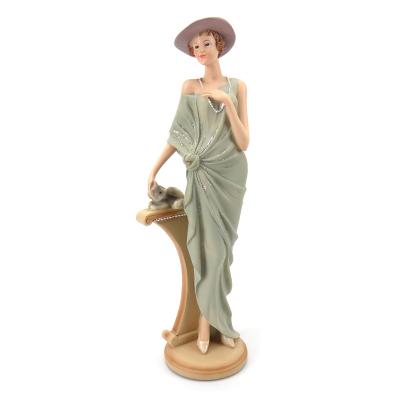 China Art Deco 12inch Fashion Girl Resin Sculpture Home Decoration for sale