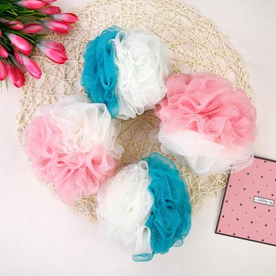 China All Natural Body Scrubber Customized Sponge Inside Plastic Mesh Pouf Bath Ball Shower Loofah Sponge for sale