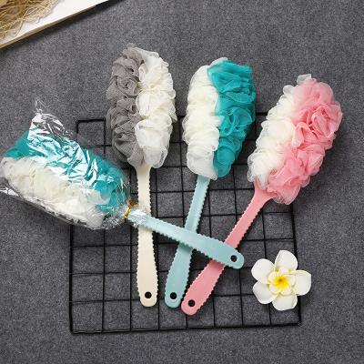 China EXFOLIATE Custom Logo Wooden Balls Wooden Body Brush Massage Exfoliating Long Handle Body Bath Shower Brushes for sale