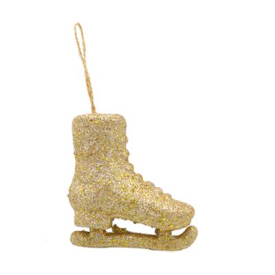 China Elk Golden Christmas Shoes Pendant With Rope Ornaments Foam DIY Crafts Hanging Tree Party Decor Gift for sale