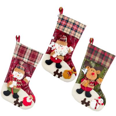 China Large Santa Claus Christmas Socks Gift Bag Three-Dimensional Christmas Stocking Candy Bag Christmas Decoration for sale