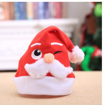 China Christmas Dceoration Kid Christmas Hat Machine Embroidery White Beard Cartoon Hat Decoration Adult Christmas Hat for sale