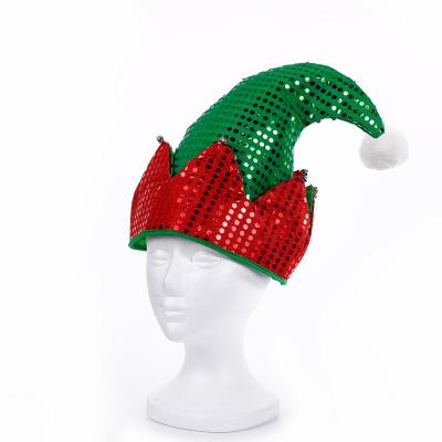 China 2021 New Fashion Christmas Dceoration Adult Grade Top Hot Santa Hat Flash Christmas Hat Green And Red Party Wholesale for sale