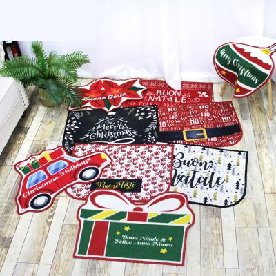 China Merry Christmas Anti-Slip Santa Claus Mat in Hallway Kitchen Mat Decor Living Room Blanket Anti-Slip Dustproof Carpet for sale