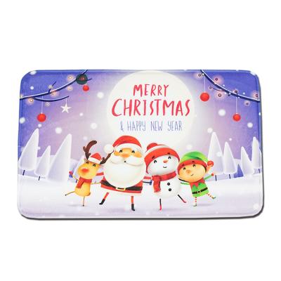 China Anti-Slip Floor Mat Tapete For Bedroom Dacron Mat Covers Santa Claus Christmas Tree Moon Snowman Cartoon Xmas for sale