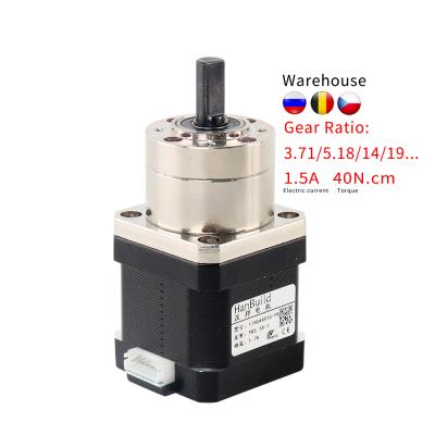 China Overseas shipping 17HS4401S-PG5.18 1.5A 40.N.cm steel gearbox stepper motor for CNC milling machine gear turbine nema17 stepper motor for sale