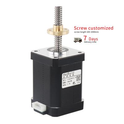 China HanBuild 42 nema17 stepper motor 1.7A 70N.CM 17hs6401S-T8 300mm steel Customizable 1.8 degree screw stepper motor for 3D printer for sale